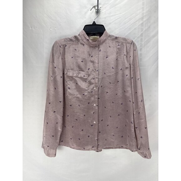 Vintage First Glance Pink Embroidered Blouse M 80s Blouse Cottagecore Romantic - Picture 1 of 6